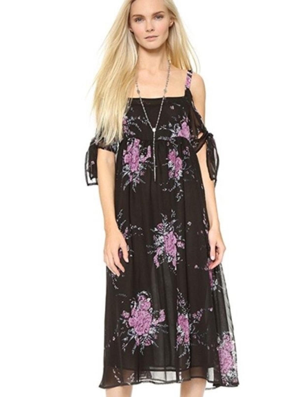 Free People Floral Off-the-Shoulder Midi Dress